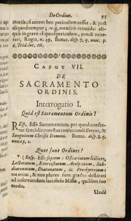 95-101, Caput VII. De Sacramento Ordinis.