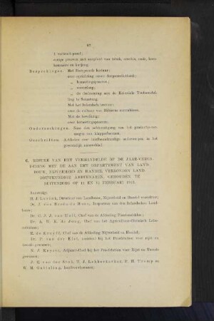 C. Résumé van het verhandelde op de vergaderin met landbouwkundige ambtenaren.