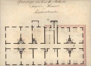Friedrichsruhe, Jägerhaus. B: Grundrisse des ersten und zweiten Stockes des Jäger-Hauses in Friedrichsruhe. S: Pabst.