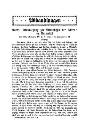 Kants "Grundlegung zur Metaphysik der Sitten" im Unterricht : (Schluß)