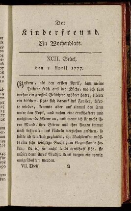 XCII. Stück, den 5. April 1777