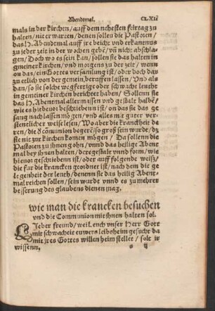 wie man die krancken besuchen und die Communion mit ihnen halten sol.