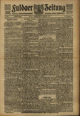 Erste Ausgabe vom Samstag, den 25. Februar 1911.