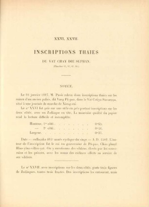 XXVI, XXVII. Inscription Thaies du Vat Chay die Suphan.