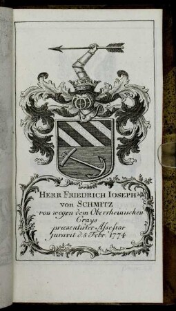 Herr Friedrich Ioseph von Schmitz[...] - Herr Georg Ernst Ludwig Preuschen[...]