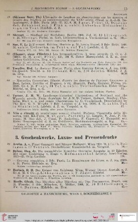 3. Geschenkwerke, Luxus- und Pressendrucke (Nr. 87 - 135)