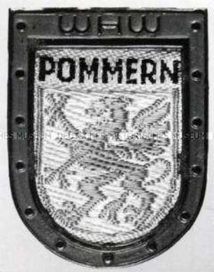 WHW-Abzeichen, Grenzlandwappen Pommern, 1. Reichs- straßensammlung Oktober 1936, durchgeführt von der DAF