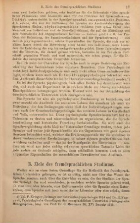 B. Ziele des fremdsprachlichen Studiums.