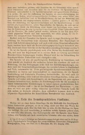 B. Ziele des fremdsprachlichen Studiums.