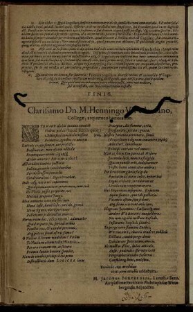 Clarissimo Dn. M. Henningo [...]
