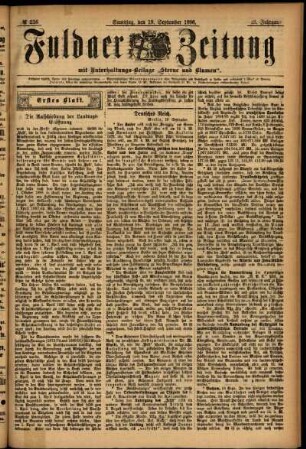 Erste Ausgabe vom Samstag, den 19. September 1896.