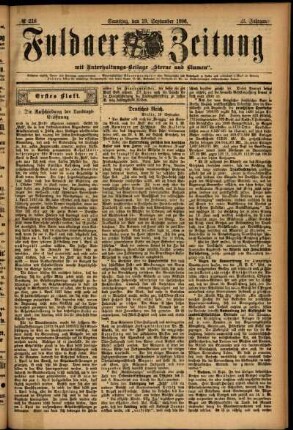 Erste Ausgabe vom Samstag, den 19. September 1896.