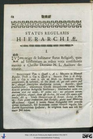 Status Regularis Hierarchiae.