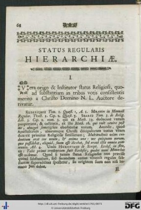 Status Regularis Hierarchiae.