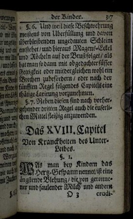 Das XVIII. Capitel Von Kranckheiten des Unter-Leibes.