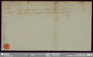Eigenh. Brief von August Wilhelm von Schlegel an Buchhandlung Eduard Weber , Bonn, 05.05.1820