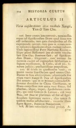 Articulus II. Variae considerationes circa vocabula Xangti, Tien & Tien Chu.