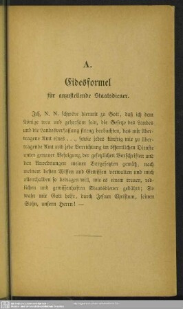 A. Eidesformel für anzustellende Staatsdiener