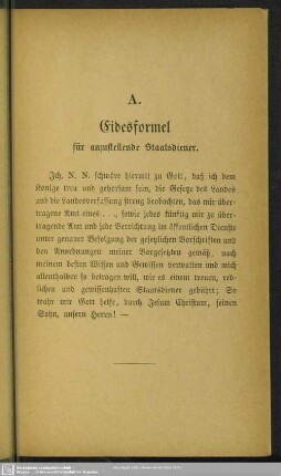 A. Eidesformel für anzustellende Staatsdiener