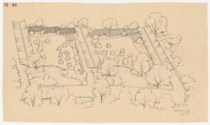 Bundesgartenschau 1955, Kassel: Perspektivische Ansicht (Vogelschau)
