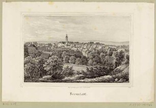 Stadtansicht von Berstadt auf dem Eigen in der Oberlausitz, aus der Zeitschrift Saxonia, 5. Band