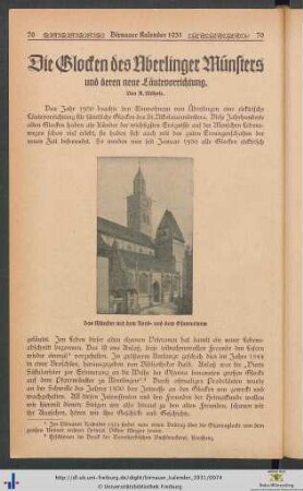 Die Glocken des Überlinger Münsters und deren neue Läutevorrichtung.