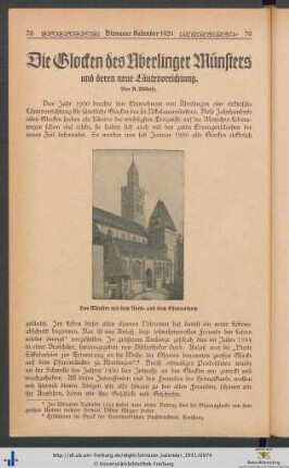 Die Glocken des Überlinger Münsters und deren neue Läutevorrichtung.
