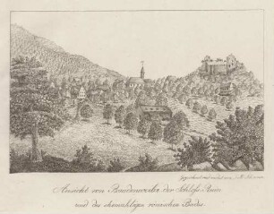 Ansicht von Baadenweiler, der Schloss Ruin und des ehemaligen römischen Bades