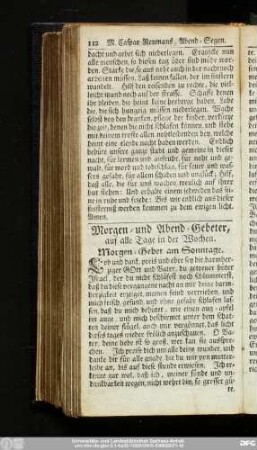 Morgen- und Abend-Gebeter, auf alle Tage in der Wochen.