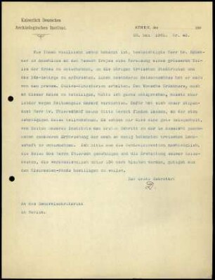 Bericht des ersten Sekretars an das General-Sekretariat