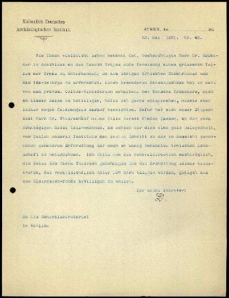 Bericht des ersten Sekretars an das General-Sekretariat