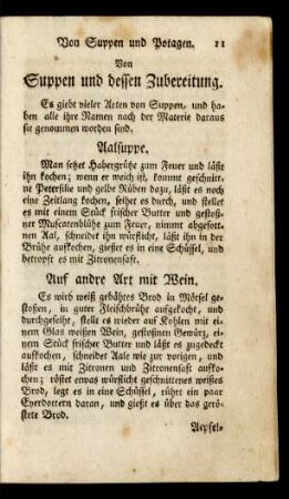 Von Suppen und dessen Zubereitung.