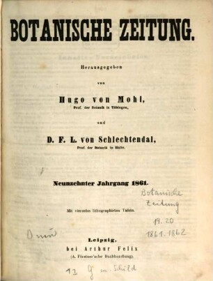 Botanische Zeitung. 19. 1861