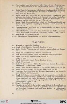 Fayencen (Nr. 425-465)
