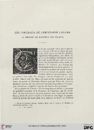 5. Pér. 6.1922: Les portraits de Christophe Colomb : (à propos de données nouvelles)
