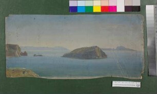 Blick von Pozzuoli auf Nisida, Capri und die Küste bei Sorrent
