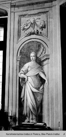 Innendekoration : Architekturveduten und allegorische Figur : Allegorische Frauenfigur