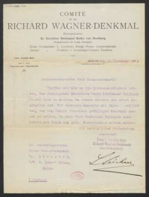 Brief an Ludwig Strecker  und B. Schott's Söhne : 20.12.1902