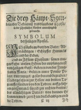 Symbolum der heiligen Apostel.