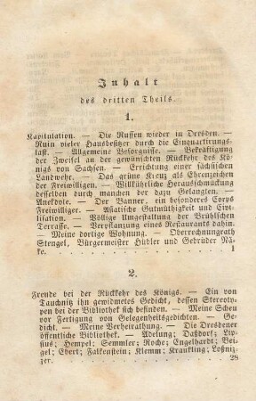 Inhalt des dritten Theils