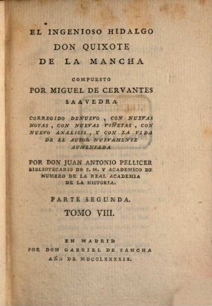 El Ingenioso Hidalgo Don Quixote de La Mancha, 8. Parte segunda