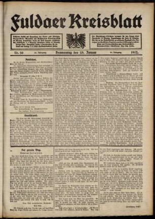 Ausgabe vom Donnerstag, den 25. Januar 1912.