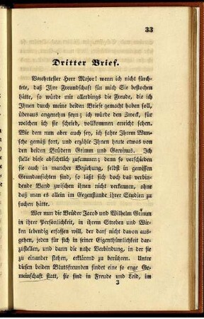 Dritter Brief. [ Wilhelm Grimm, Jacob Grimm, Georg Gottfried Gervinus]