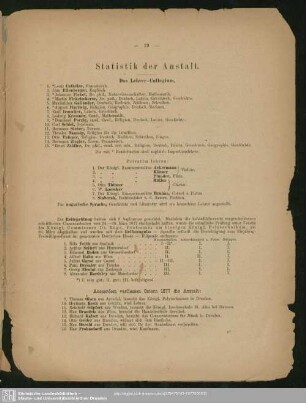 Statistik der Anstalt