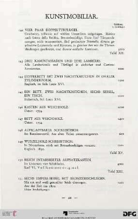Kunstmobiliar (Nr. 142-190)