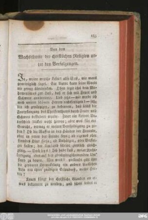 Von dem Wachsthume der christlichen Religion unter den Verfolgungen.