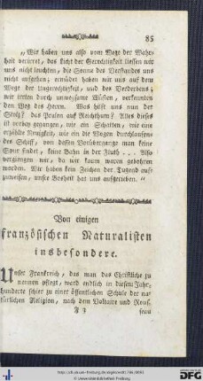 Von einigen französischen Naturalisten insbesondere.