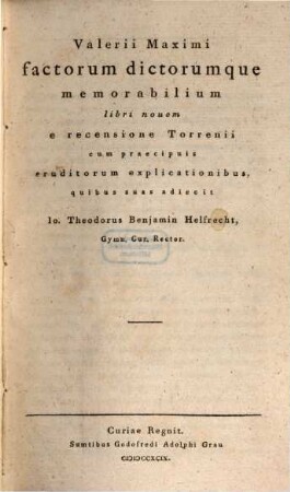 Valerii Maximi factorum dictorumque memorabilium libri nouem