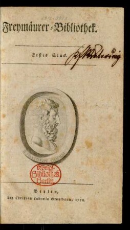 1. Stück: Freimäurer-Bibliothek