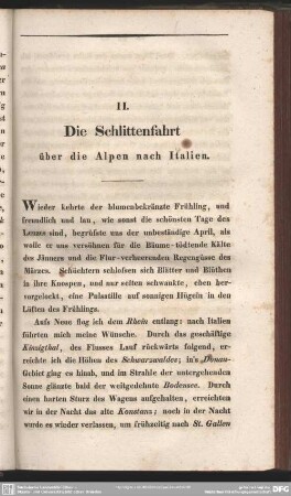 II. Die Schlittenfahrt über die Alpen nach Italien